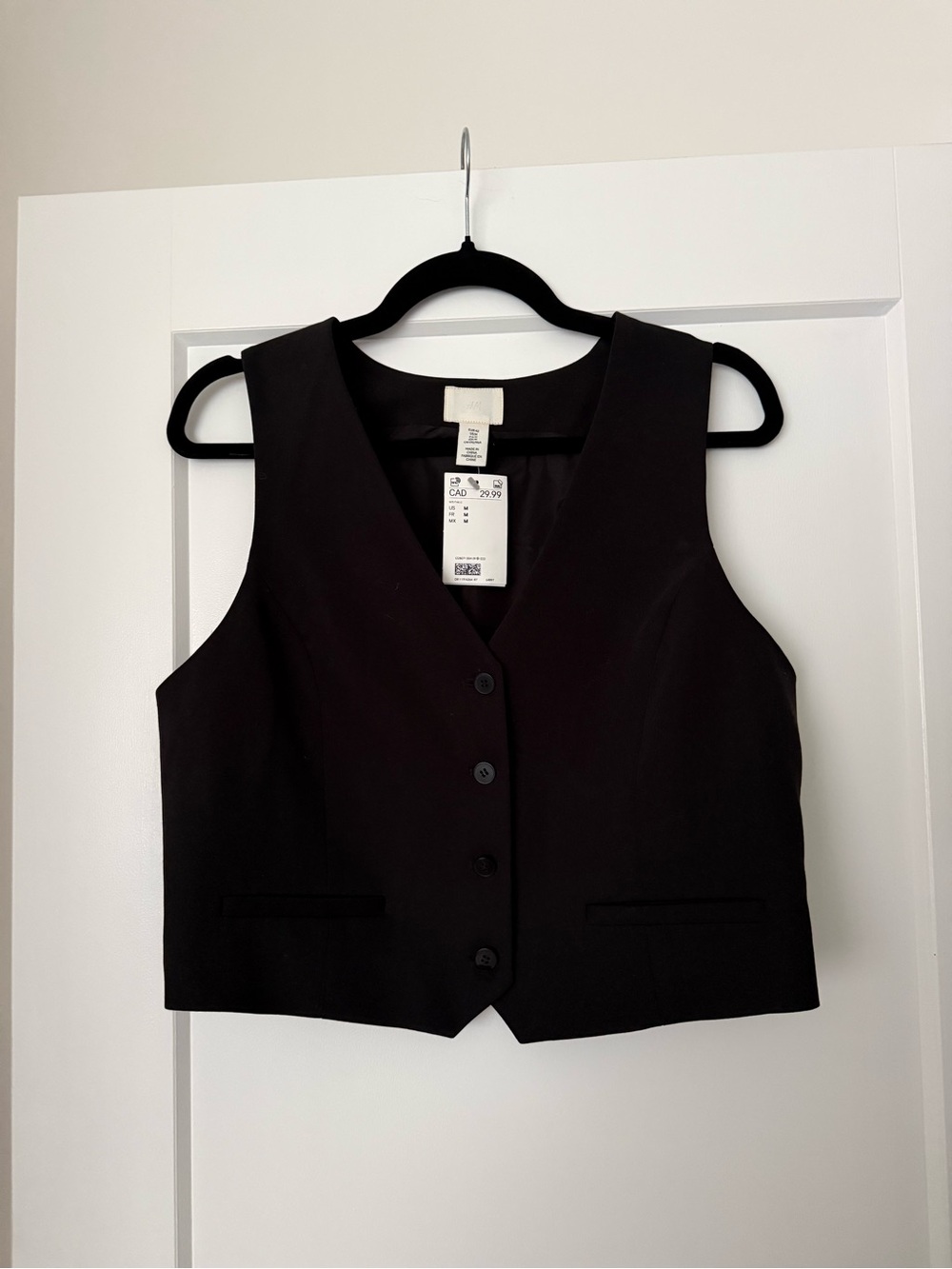 H&M Black Tailored Button-Front Vest